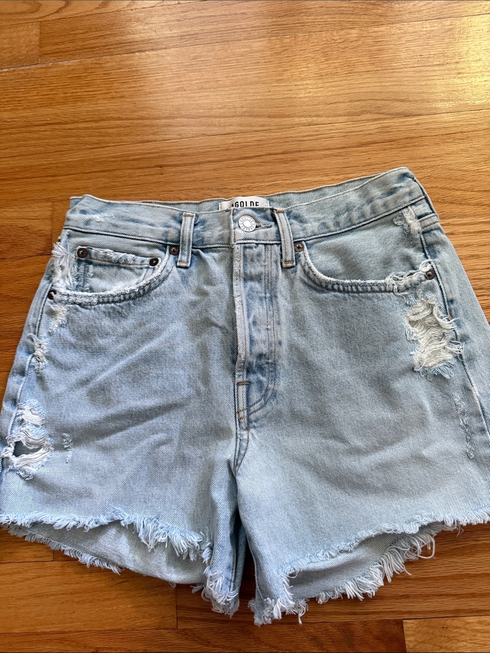 AGOLDE Parker  Long distressed Denim Shorts  24